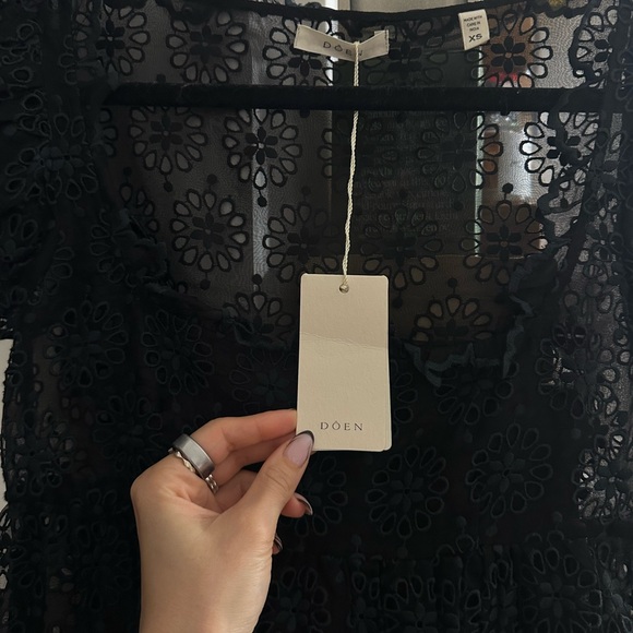 NWT Doen Black Philomene Midi Dress - Picture 6 of 8